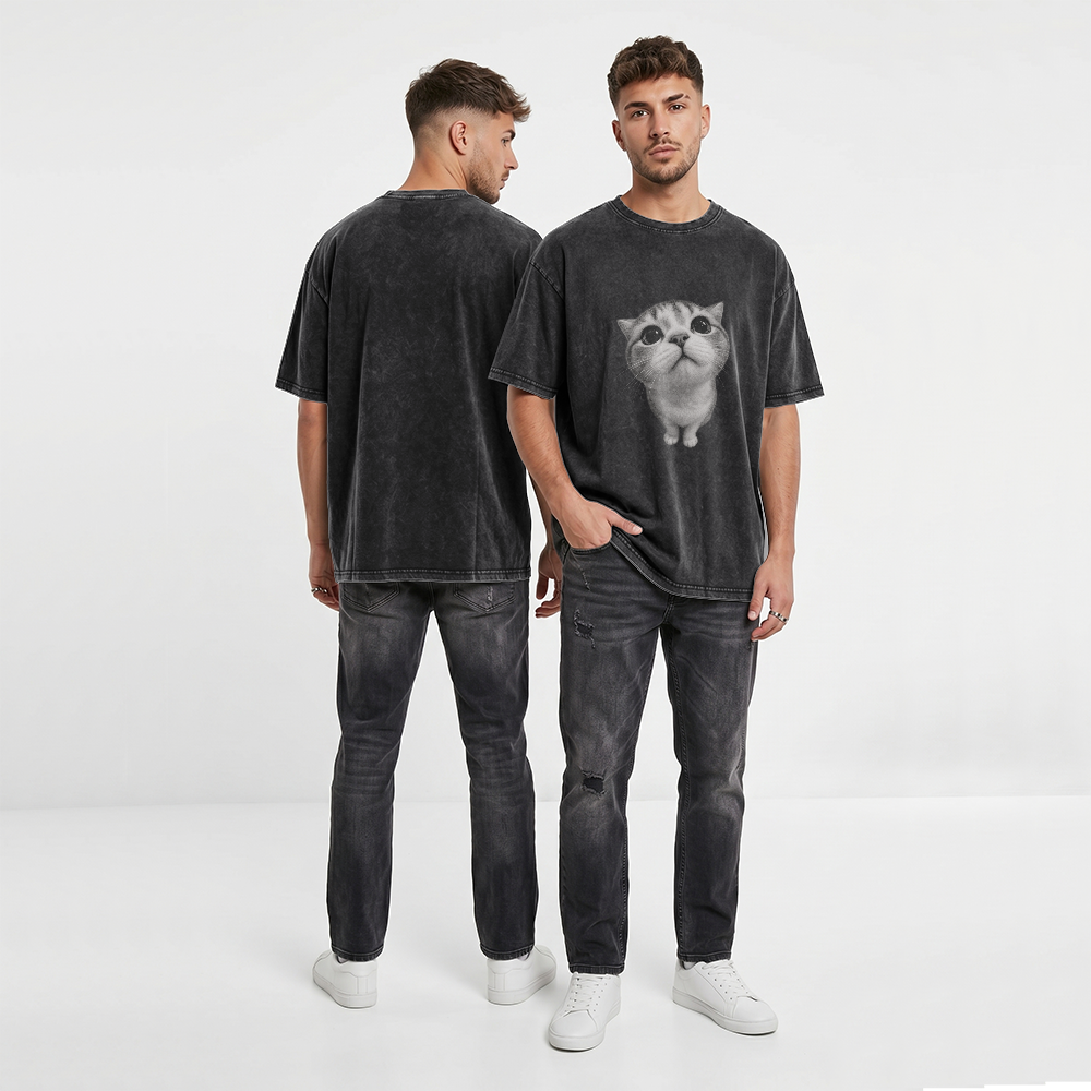 Acid Washed Heavy Oversize Tee BY189 (Cat)