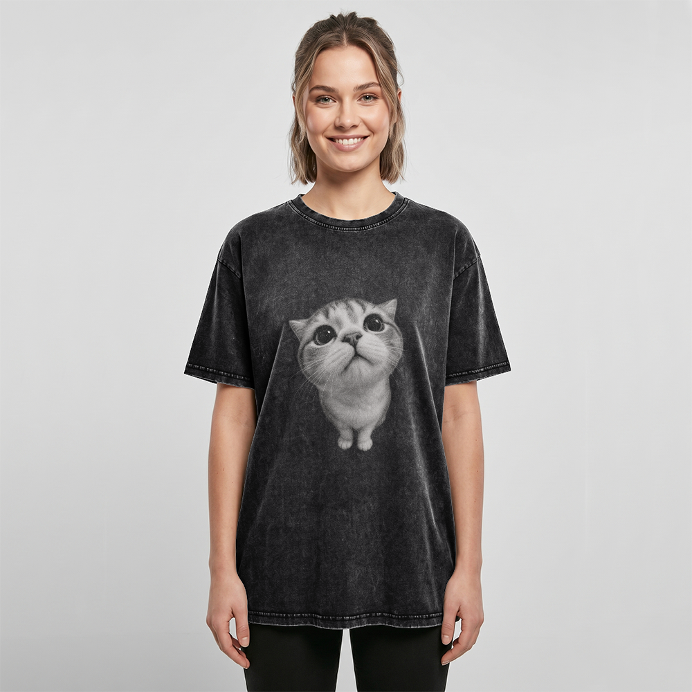 Acid Washed Heavy Oversize Tee BY189 (Cat)