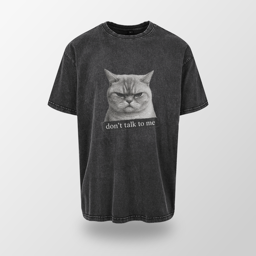 Acid Washed Heavy Oversize Tee BY189 (Don't talk to me)