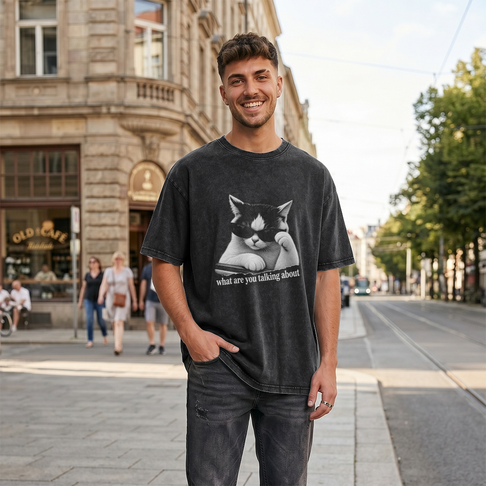 Acid Washed Heavy Oversize Tee BY189 (What are you talking about?)