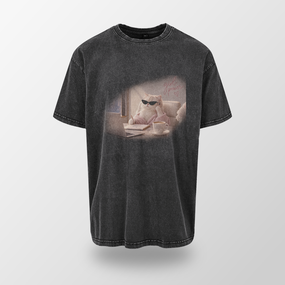 Acid Washed Heavy Oversize Tee BY189 (Girl power)