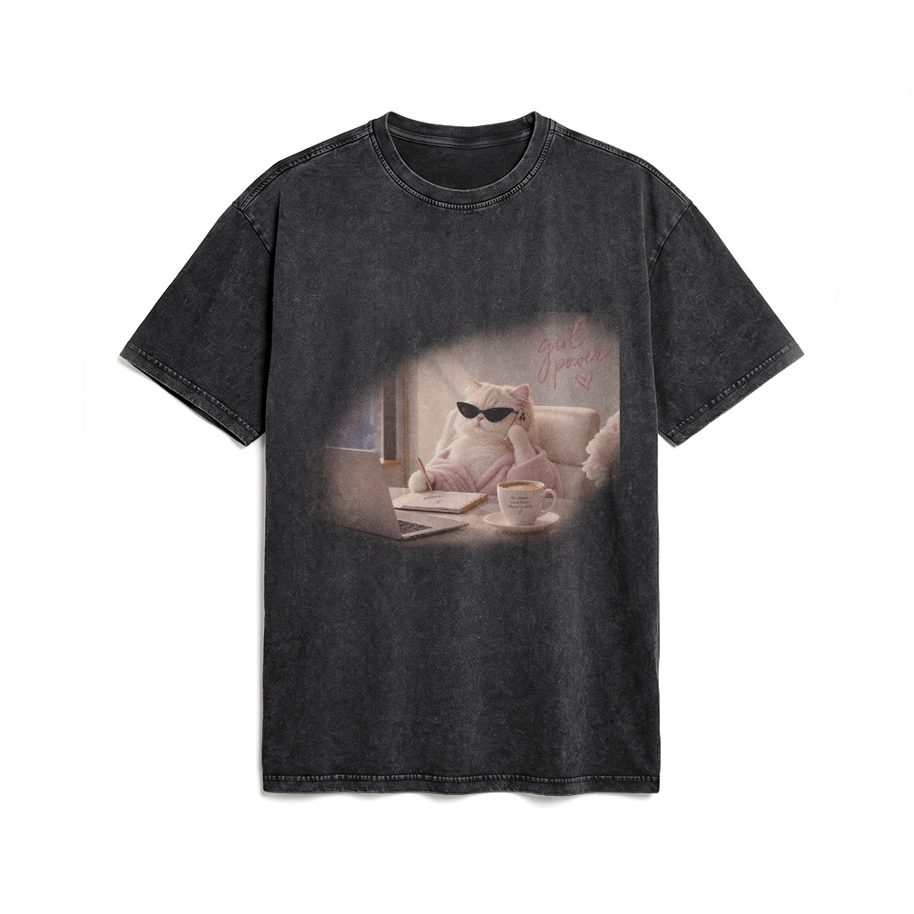 Acid Washed Heavy Oversize Tee BY189 (Girl power)
