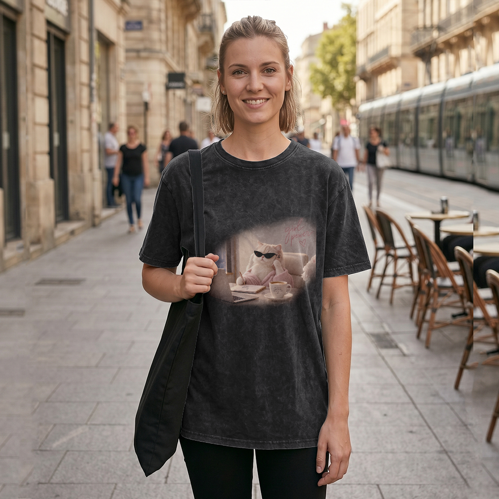 Acid Washed Heavy Oversize Tee BY189 (Girl power)