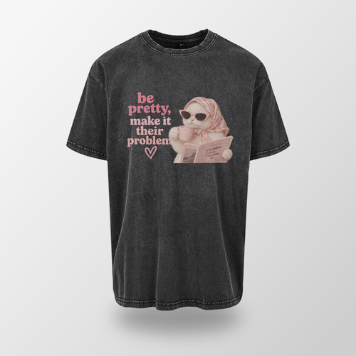 Acid Washed Heavy Oversize Tee BY189 (Be pretty, make it their problem)