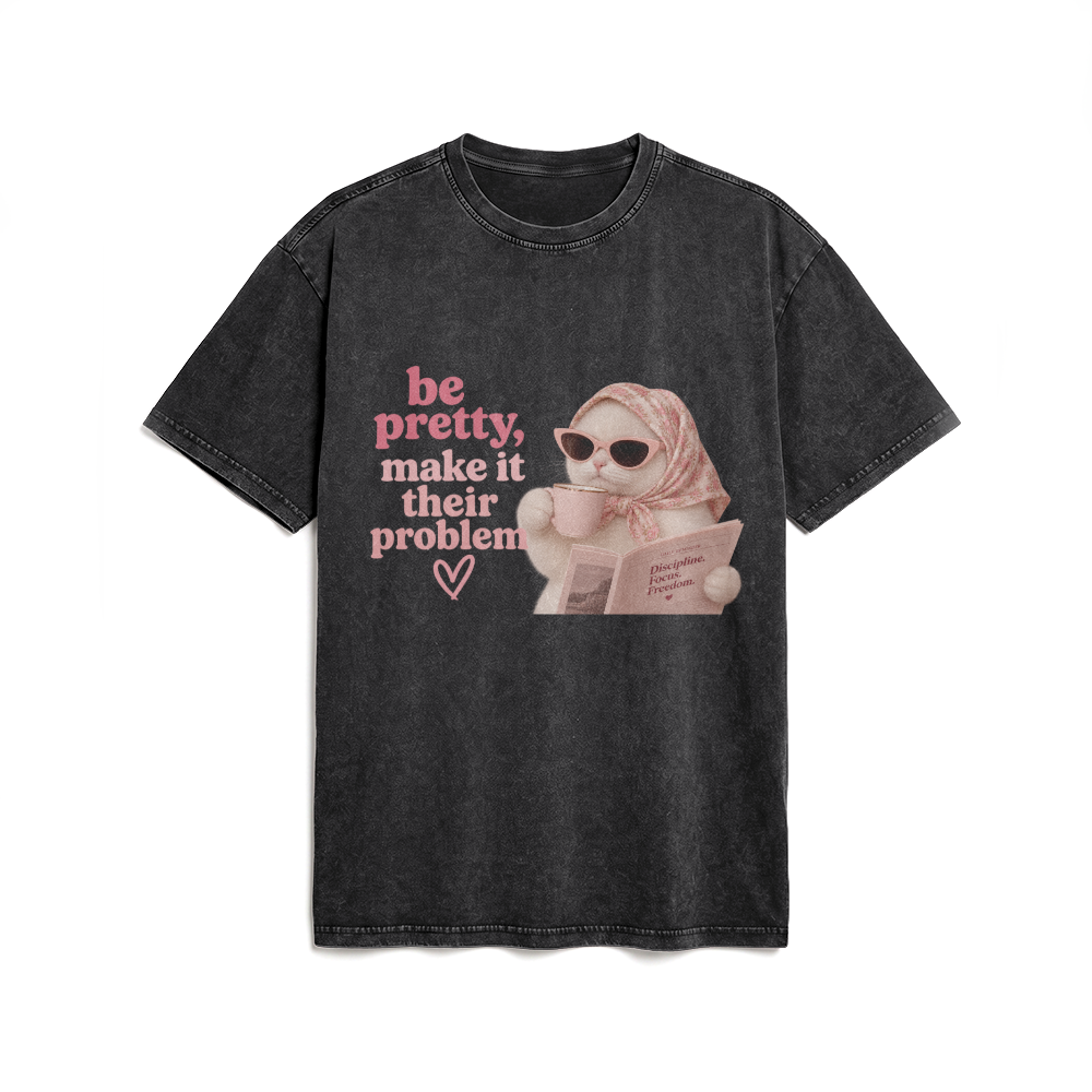 Acid Washed Heavy Oversize Tee BY189 (Be pretty, make it their problem)