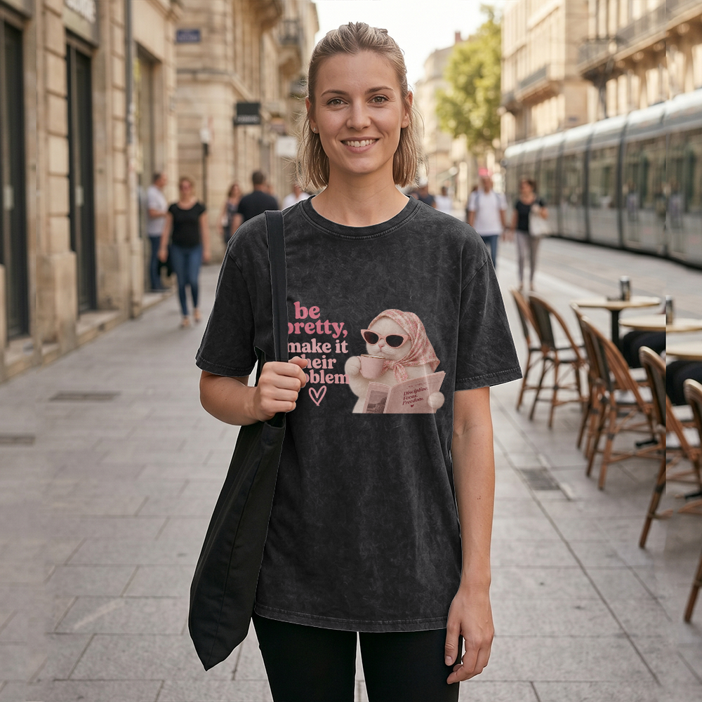 Acid Washed Heavy Oversize Tee BY189 (Be pretty, make it their problem)
