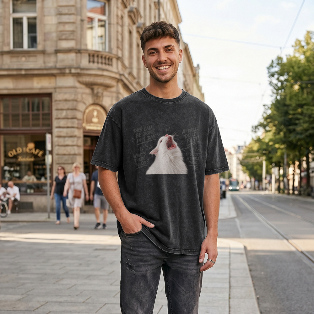 Acid Washed Heavy Oversize Tee BY189 (AI will do it fast)