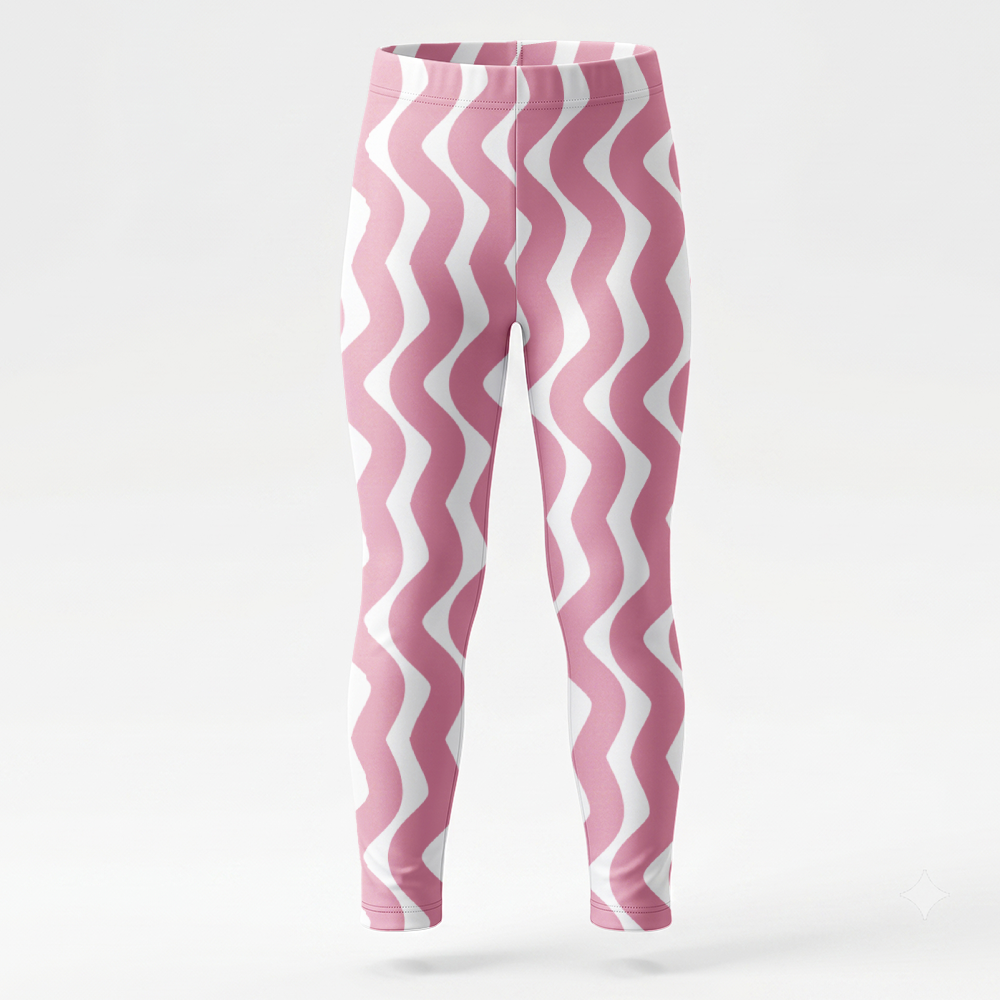 Dziecięce Legginsy Sportowe (Różowo-białe)